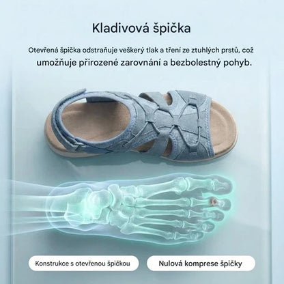 Ortopedické sportovní sandály se zapínáním na suchý zip – nastavitelné pásky, vhodné pro citlivá chodidla