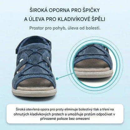 Ortopedické sportovní sandály se zapínáním na suchý zip – nastavitelné pásky, vhodné pro citlivá chodidla