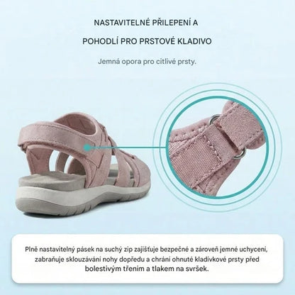 Ortopedické sportovní sandály se zapínáním na suchý zip – nastavitelné pásky, vhodné pro citlivá chodidla