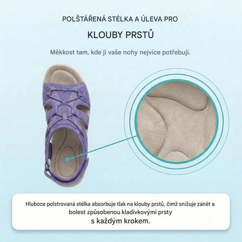 Ortopedické sportovní sandály se zapínáním na suchý zip – nastavitelné pásky, vhodné pro citlivá chodidla