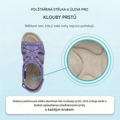 Ortopedické sportovní sandály se zapínáním na suchý zip – nastavitelné pásky, vhodné pro citlivá chodidla