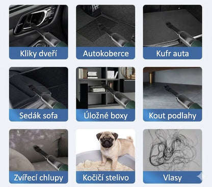 Bezdrátový ruční vysavač s vysokým sacím výkonem – ideální pomocník pro domácnost i automobil