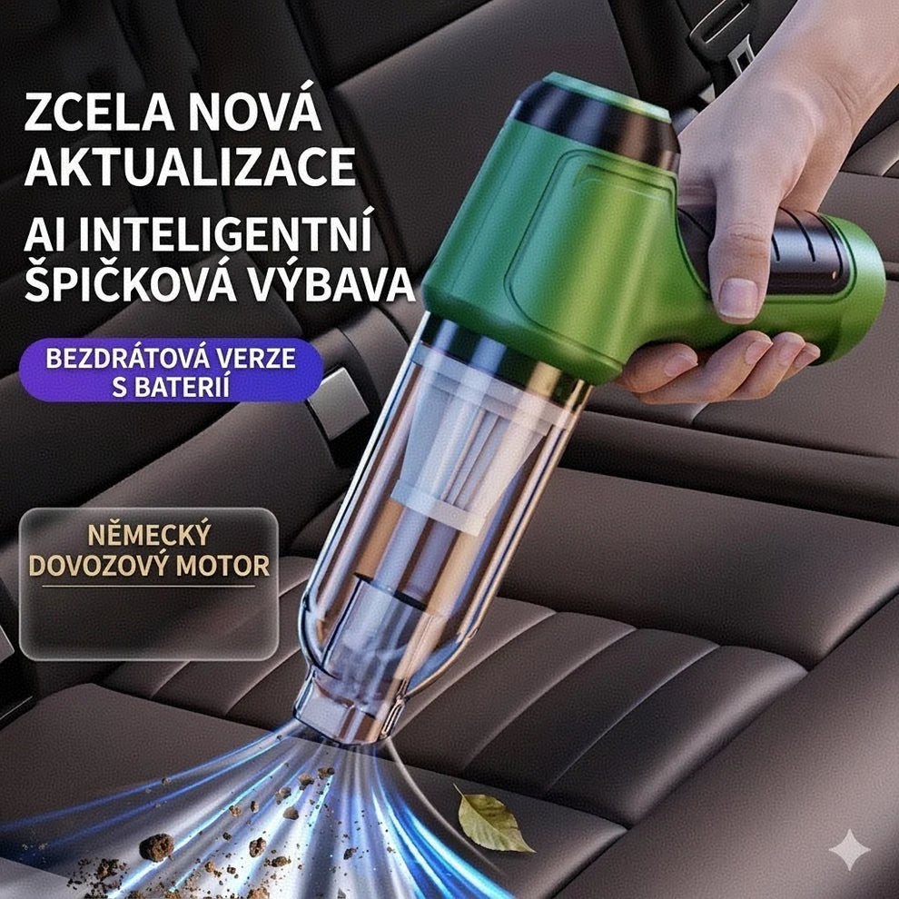 Bezdrátový ruční vysavač s vysokým sacím výkonem – ideální pomocník pro domácnost i automobil