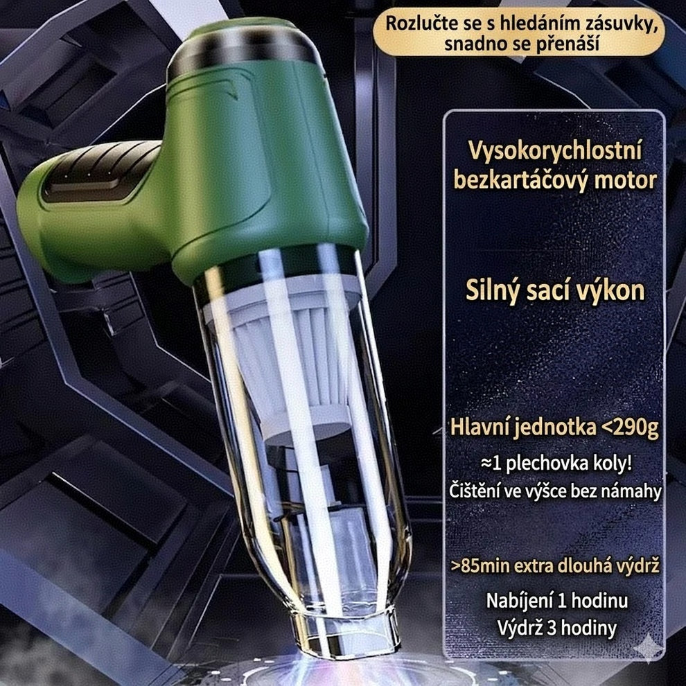 Bezdrátový ruční vysavač s vysokým sacím výkonem – ideální pomocník pro domácnost i automobil
