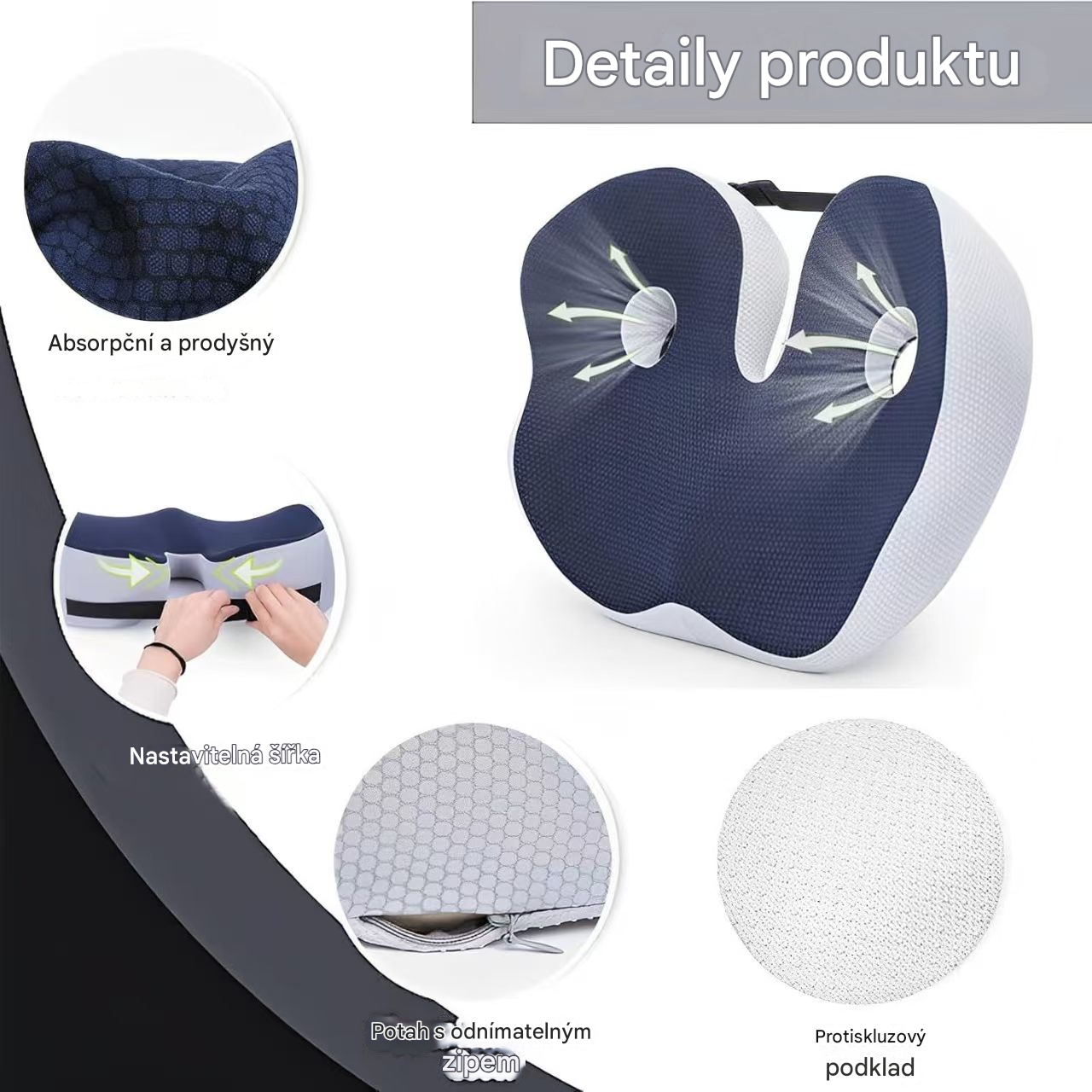 Paměťový pěnový sedák – ergonomický polštář, vhodný pro osoby, které dlouho sedí