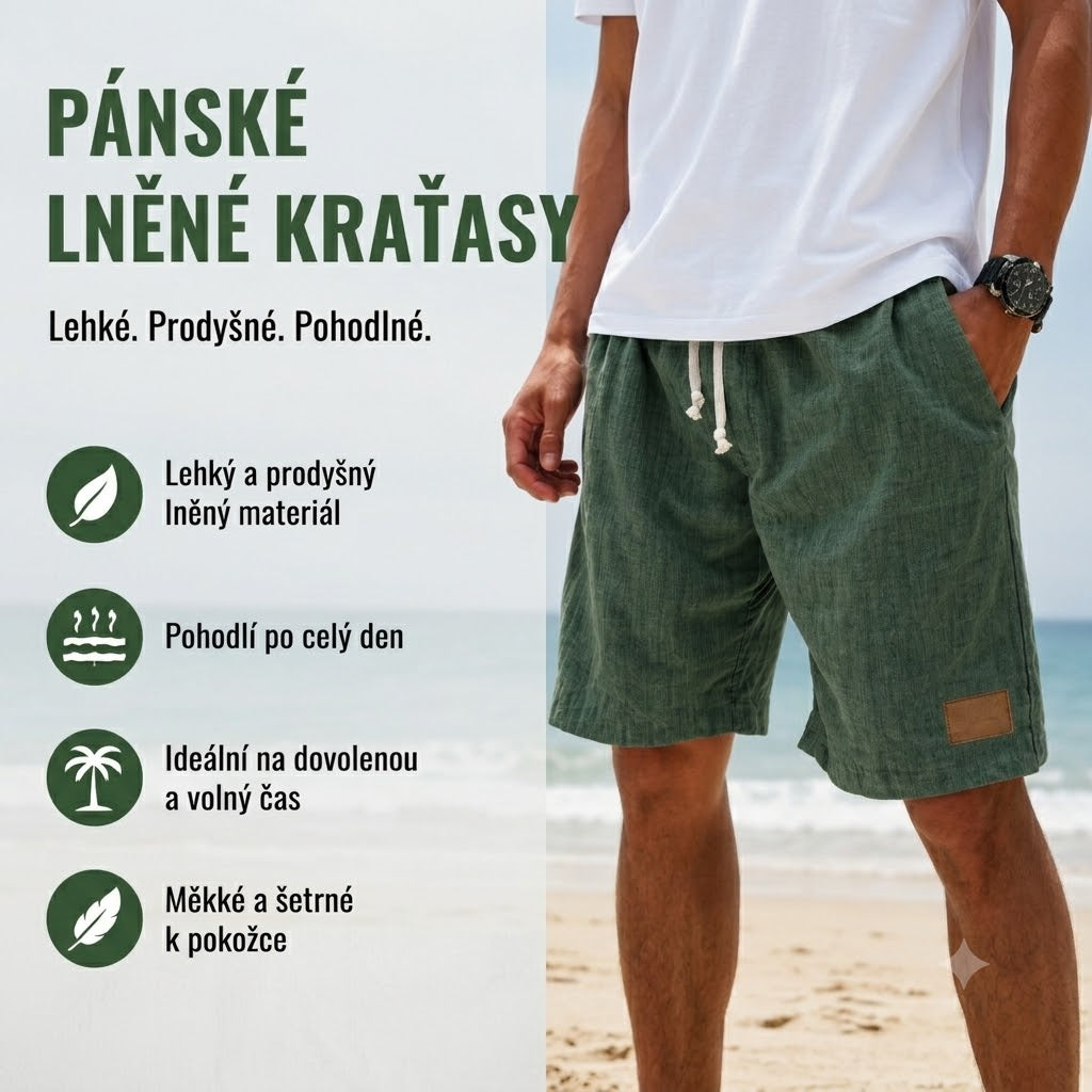 ☀️Pánské lehké lněné kraťasy – prodyšné letní šortky na dovolenou👖