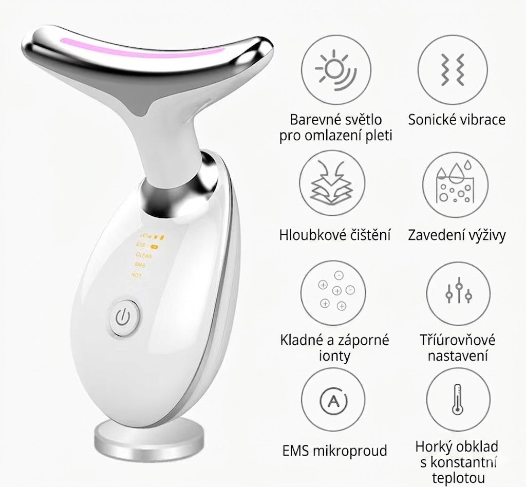✨ Světelný přístroj pro péči o krk s LED terapií, EMS a tepelnou masáží