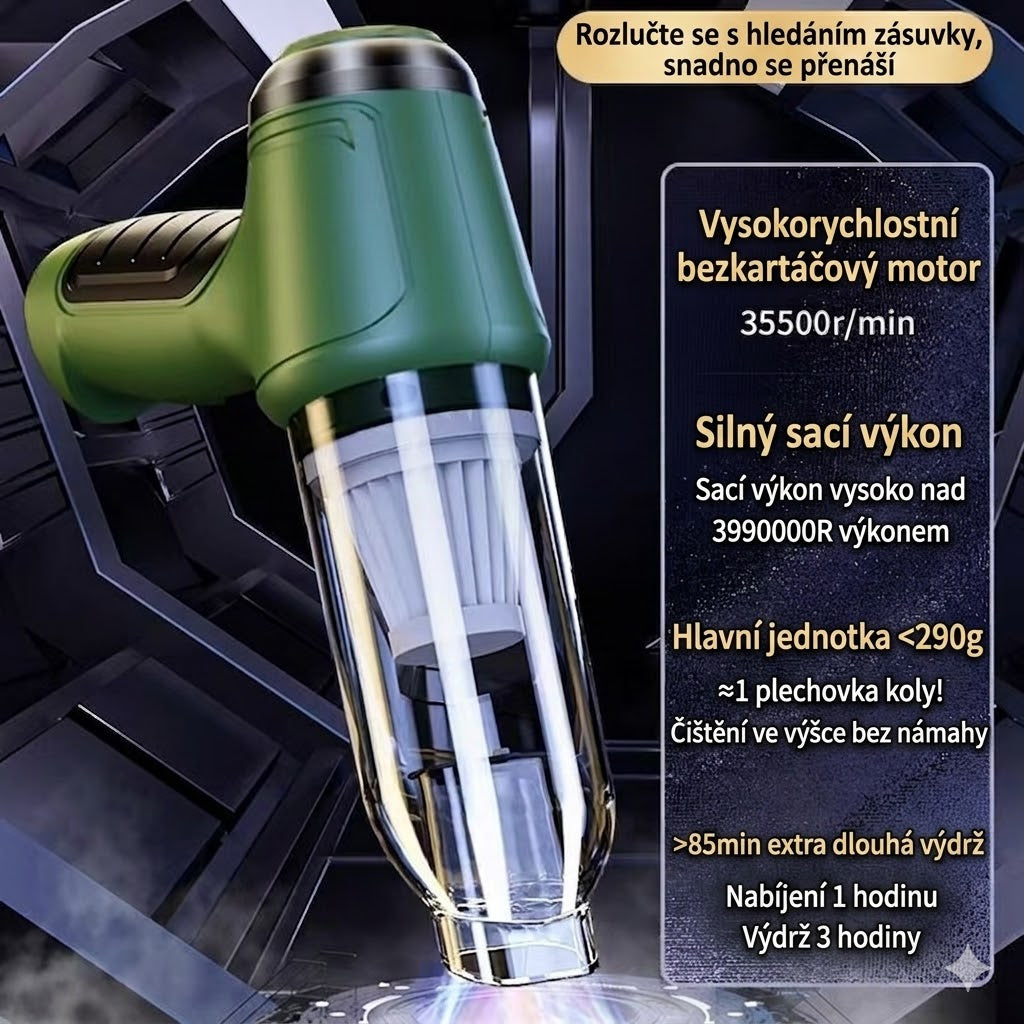 Bezdrátový ruční vysavač s vysokým sacím výkonem – ideální pomocník pro domácnost i automobil