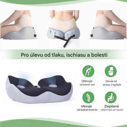Paměťový pěnový sedák – ergonomický polštář, vhodný pro osoby, které dlouho sedí