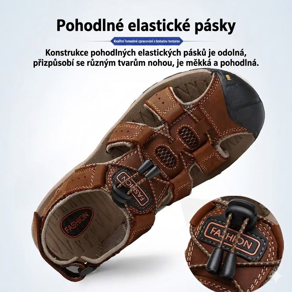 Pánské kožené sandály s uzavřenou špičkou – pohodlné, prodyšné a protiskluzové