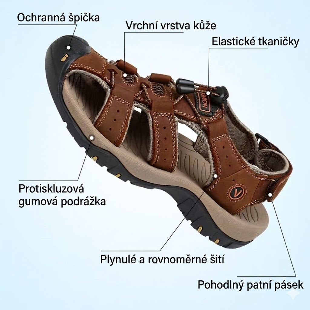 Pánské kožené sandály s uzavřenou špičkou – pohodlné, prodyšné a protiskluzové