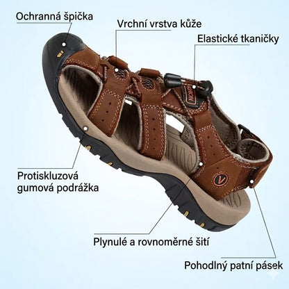 Pánské kožené sandály s uzavřenou špičkou – pohodlné, prodyšné a protiskluzové